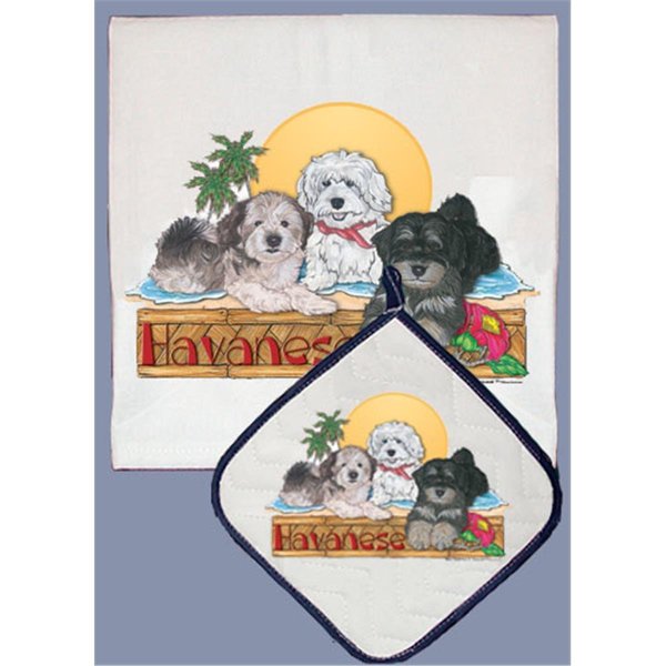 Pipsqueak Productions Dish Towel and Pot Holder Set - Havanese PI392874